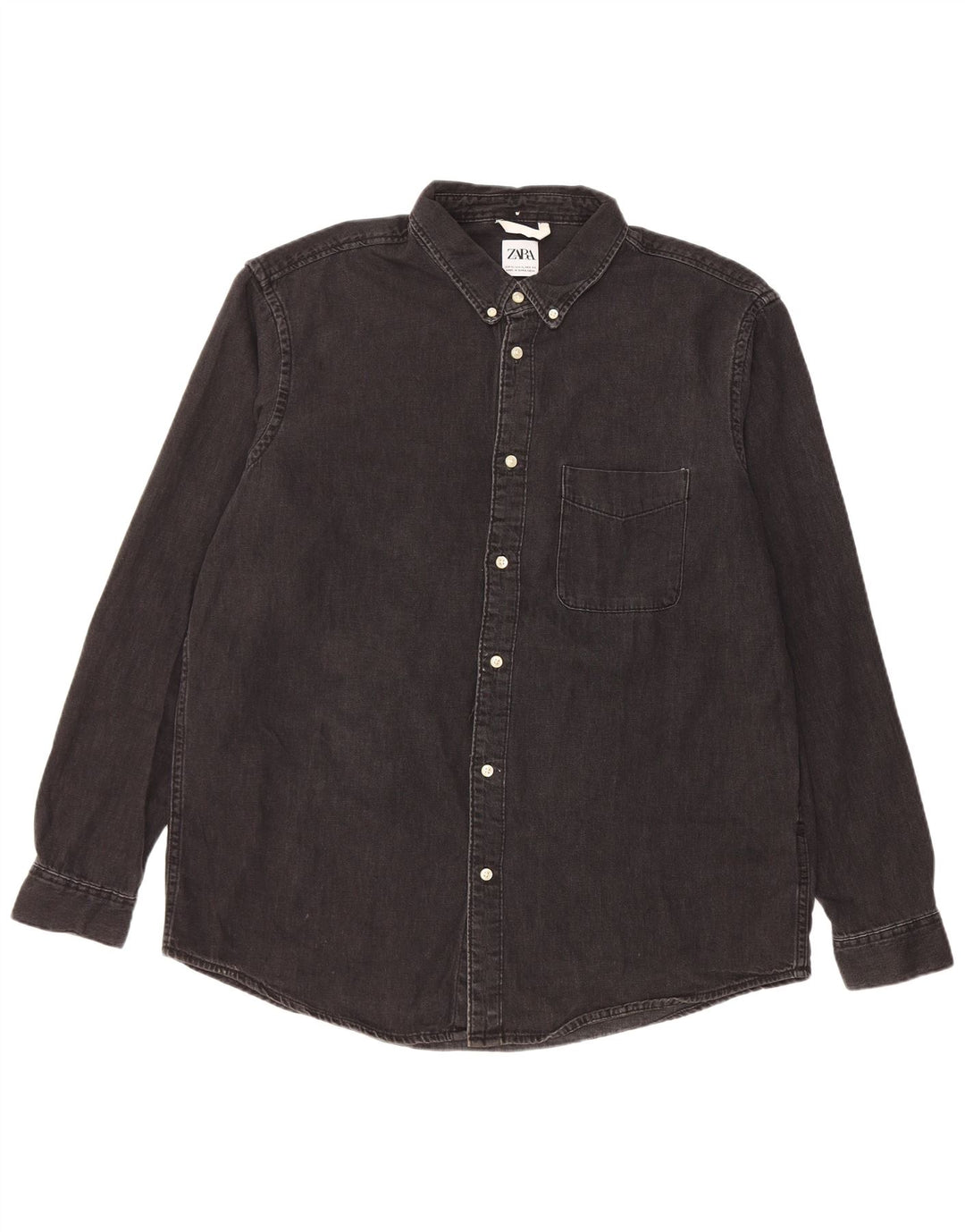 Zara Herre Denim Shirt XL Sort Bomuld