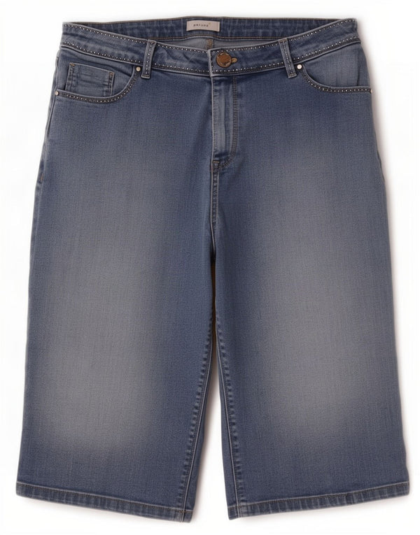 Marks & Spencer Dame Per Una Denim Shorts UK 14 W34 Large Blue Cotton