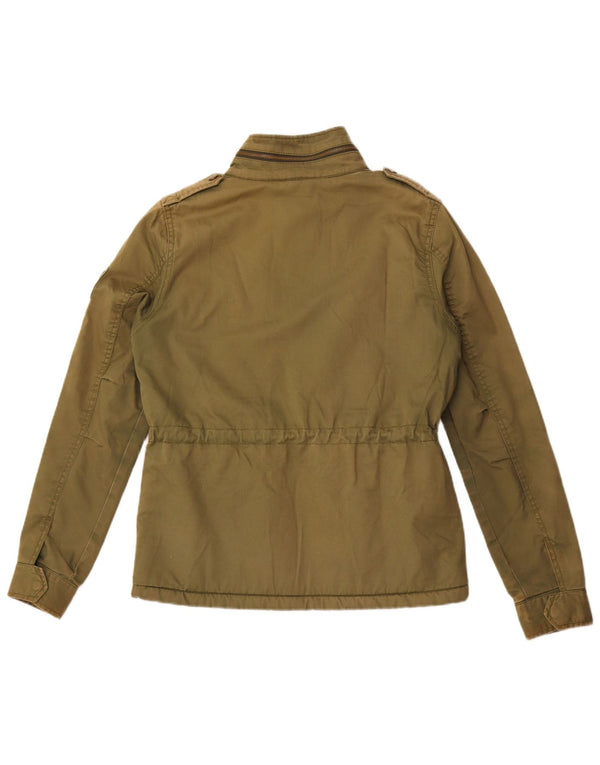 Superdry Womens Hooded Military Utility Jacket UK 12 Medium Khaki Cotton