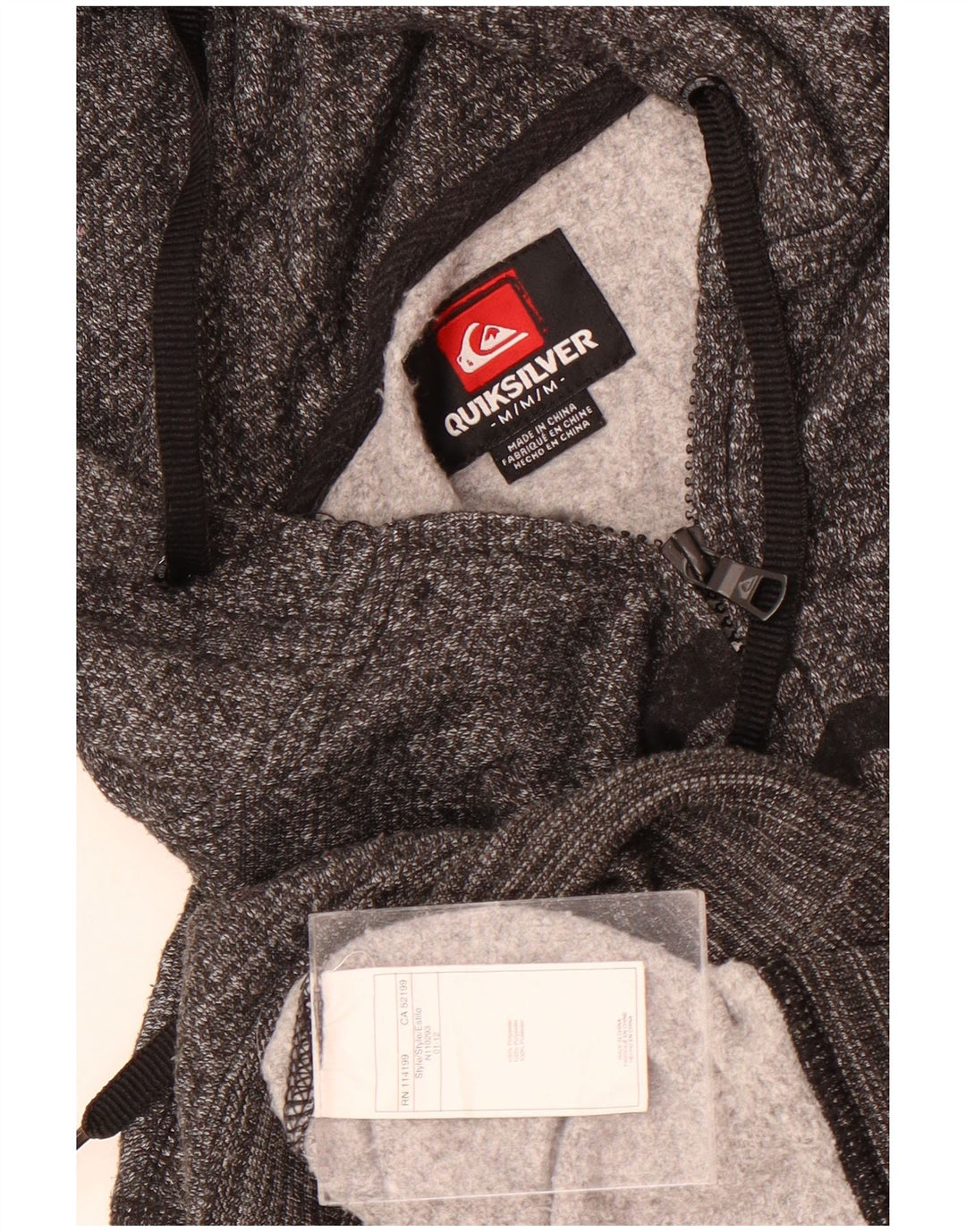 Quiksilver Herre grafisk hættetrøje med lynlås mellemgrå polyester