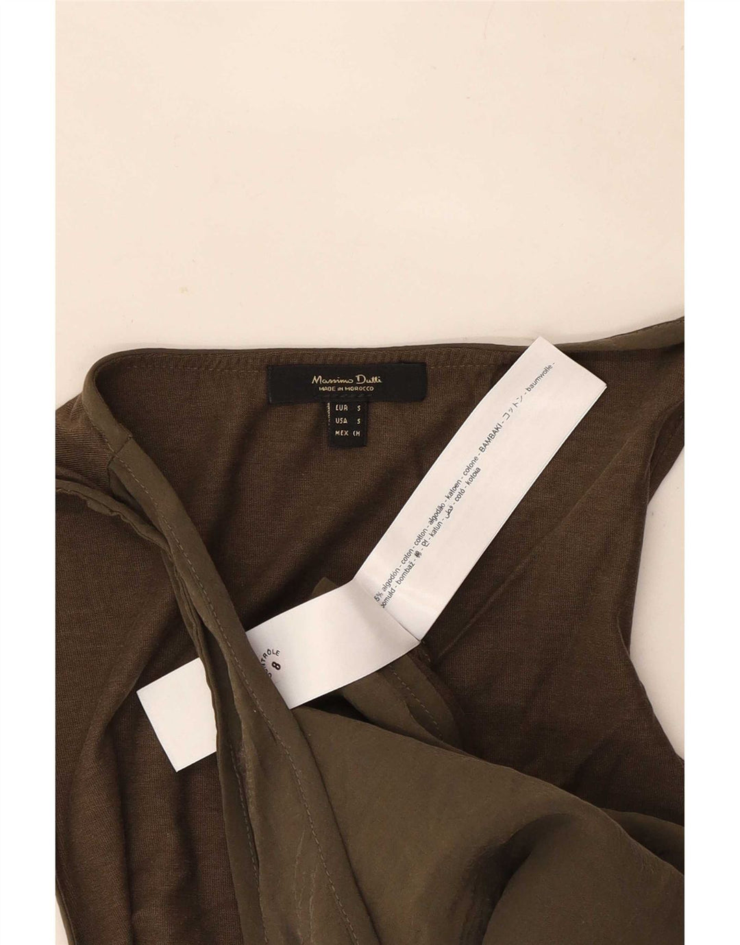 Massimo Dutti Damevest Top UK 10 Small Khaki Cotton