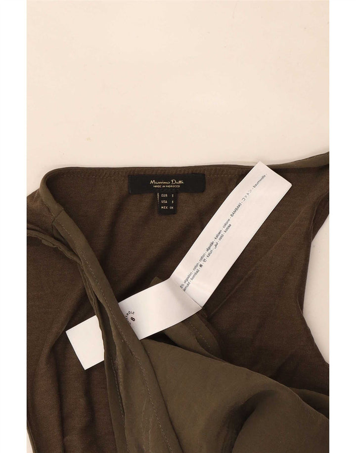 Massimo Dutti Damevest Top UK 10 Small Khaki Cotton