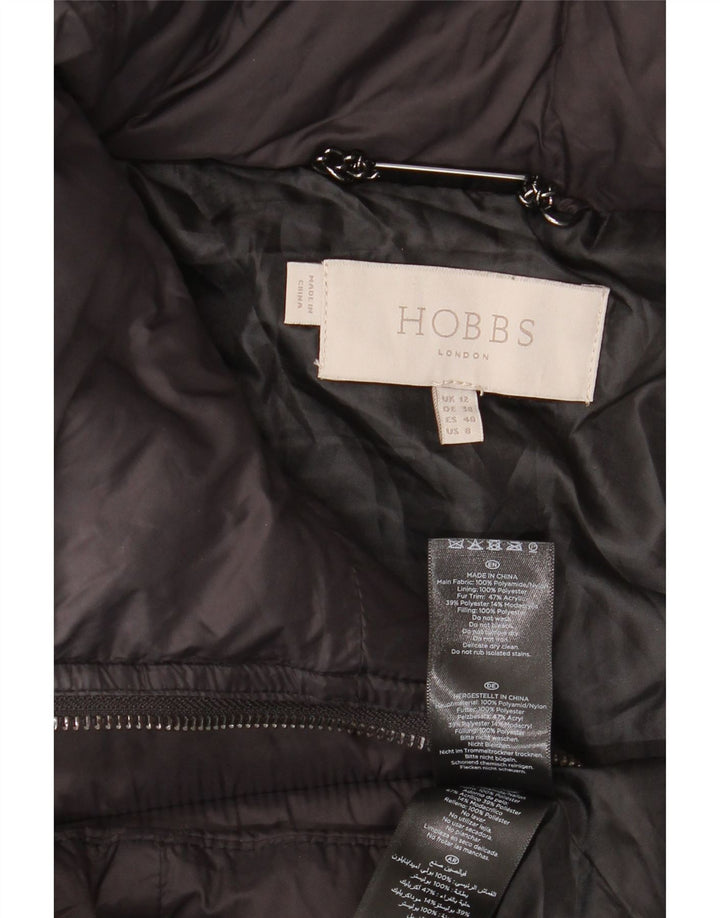 Hobbs Dame Hætte Polstret Frakke UK 12 Medium Sort Polyamid