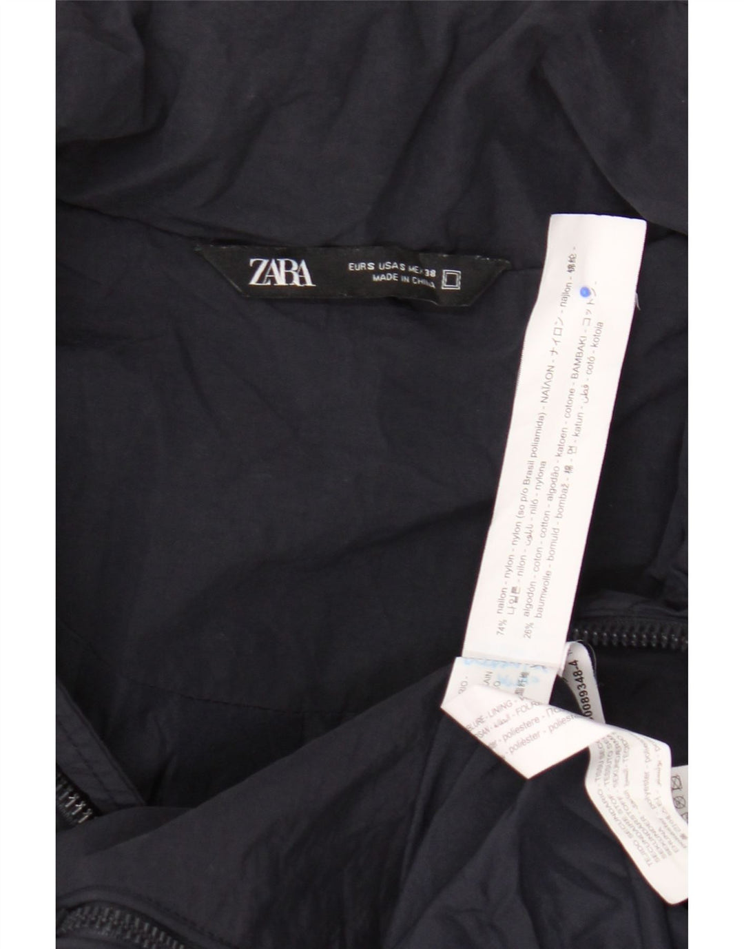 Zara Herre Bomber Jacket UK 36 Small Navy Blue Nylon