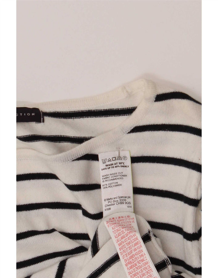 Marks & Spencer Dame Crop Top Langærmet UK 14 Mellem hvid stribet
