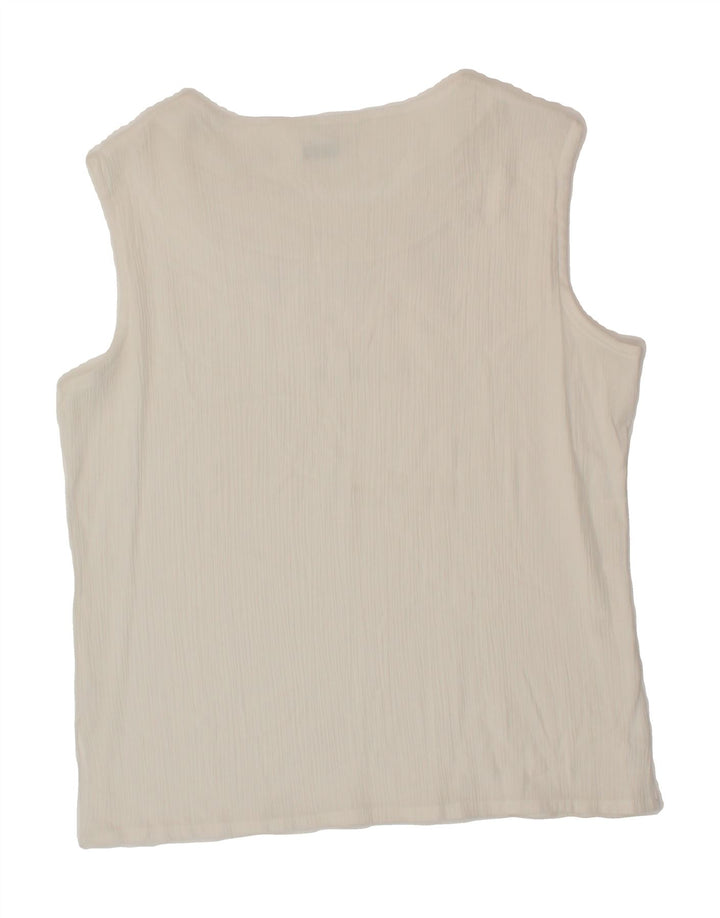 VINTAGE Womens Sleeveless Blouse Top UK 14 Medium White Floral Vintage Vintage and Second-Hand Vintage from Messina Hembry 