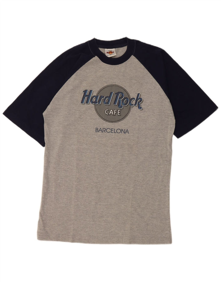 Hard Rock Cafe Herre Barcelona Grafisk T-Shirt Top Medium Grå Colourblock