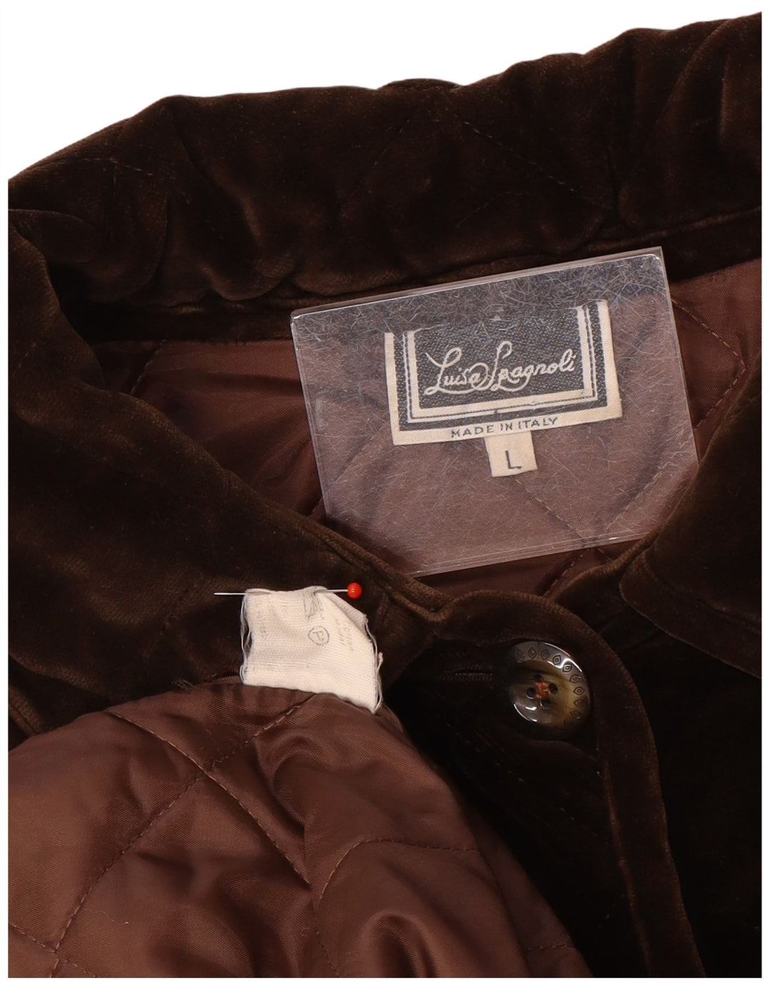 Luisa Spagnoli Dame Oversized Quiltet Jakke UK 16 Stor Brun Bomuld