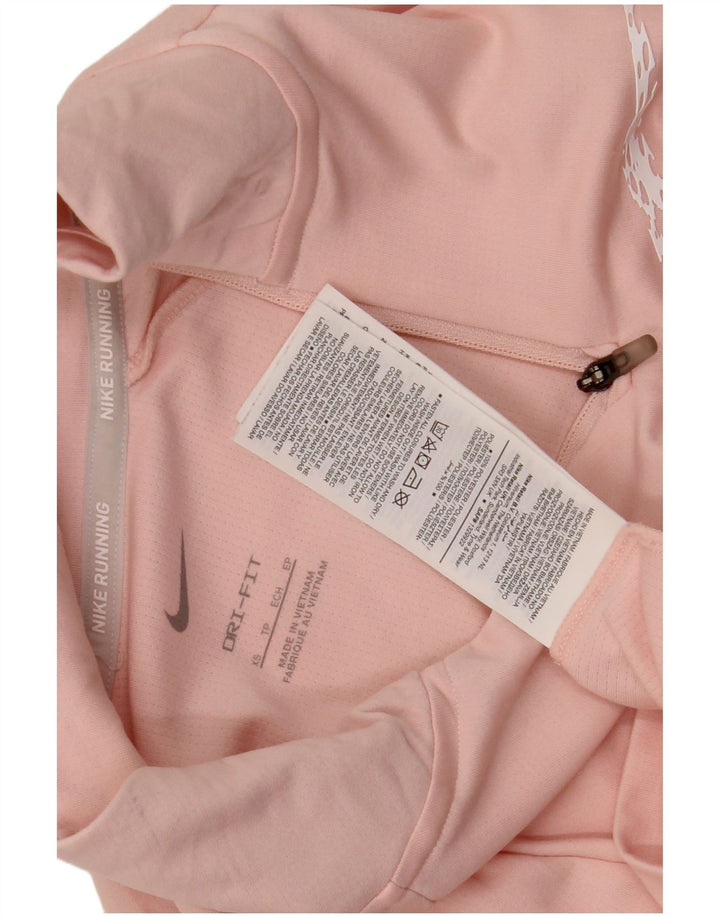 Nike Dame Oversized Grafisk Pullover med lynlås-hals Træningsdragt Top UK 6 XS Pink