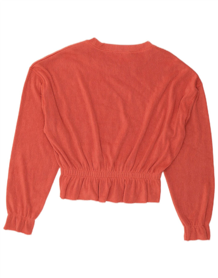 Zara Dame Oversized Crop Langærmet Bluse Top UK 10 Small Orange