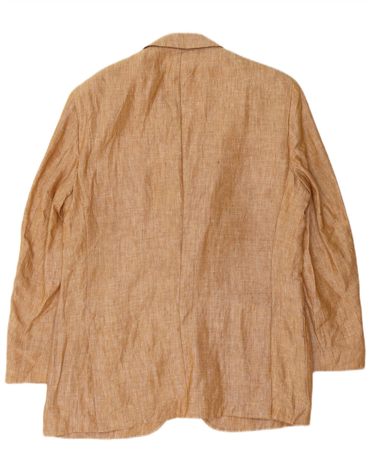 El Corte Ingles Herre 3 Button Blazer Jacket IT 50 Large Brown Linen