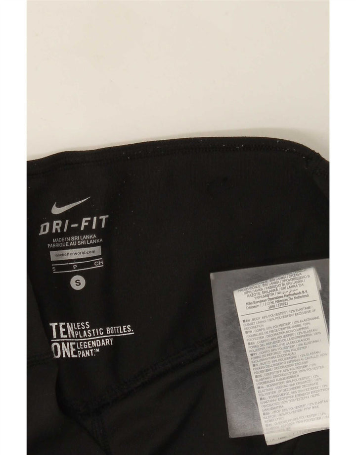 Nike Dame Dri Fit Capri Leggings UK 8 Small Black Polyester