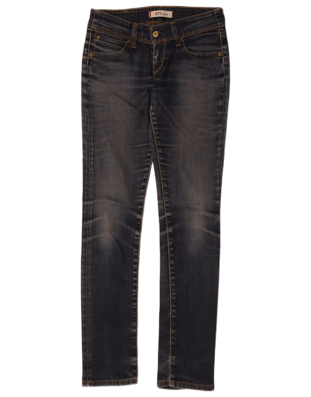 Levi's Dame 571 Super Low Slim Jeans W28 L34 Blå Bomuld
