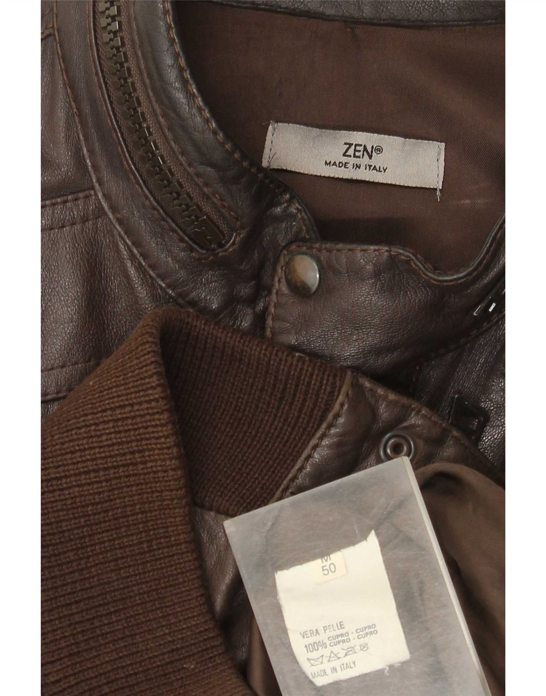 Zen Bomber læderjakke til mænd str. 50 Medium brunt læder