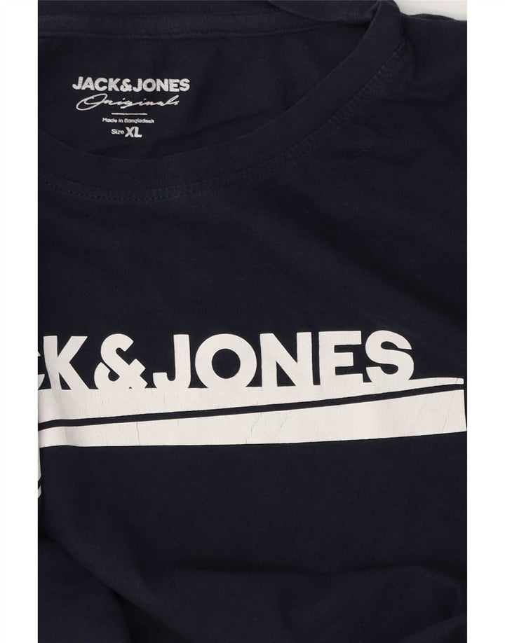 Jack & Jones Herre grafisk T-shirt top XL marineblå