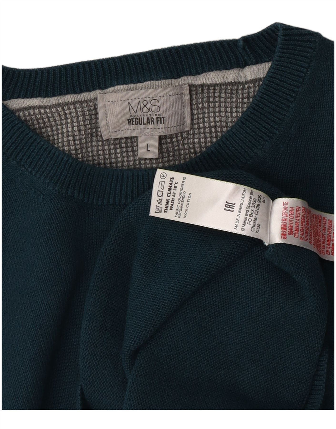 Marks & Spencer Herre Regular Fit Jumper Sweater med rund hals Stor blå bomuld