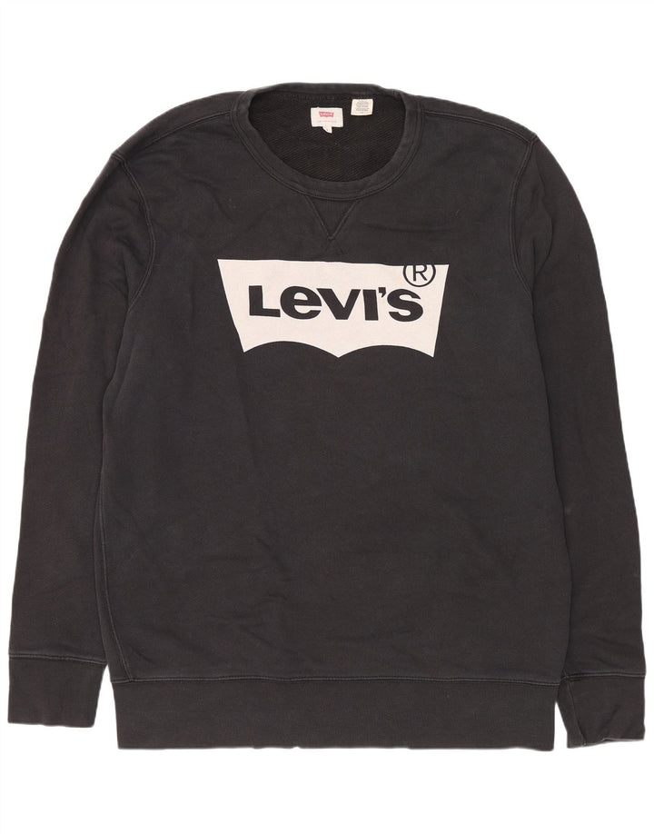 Levi's Herre grafisk Regular Fit Sweatshirt Jumper Stor sort bomuld