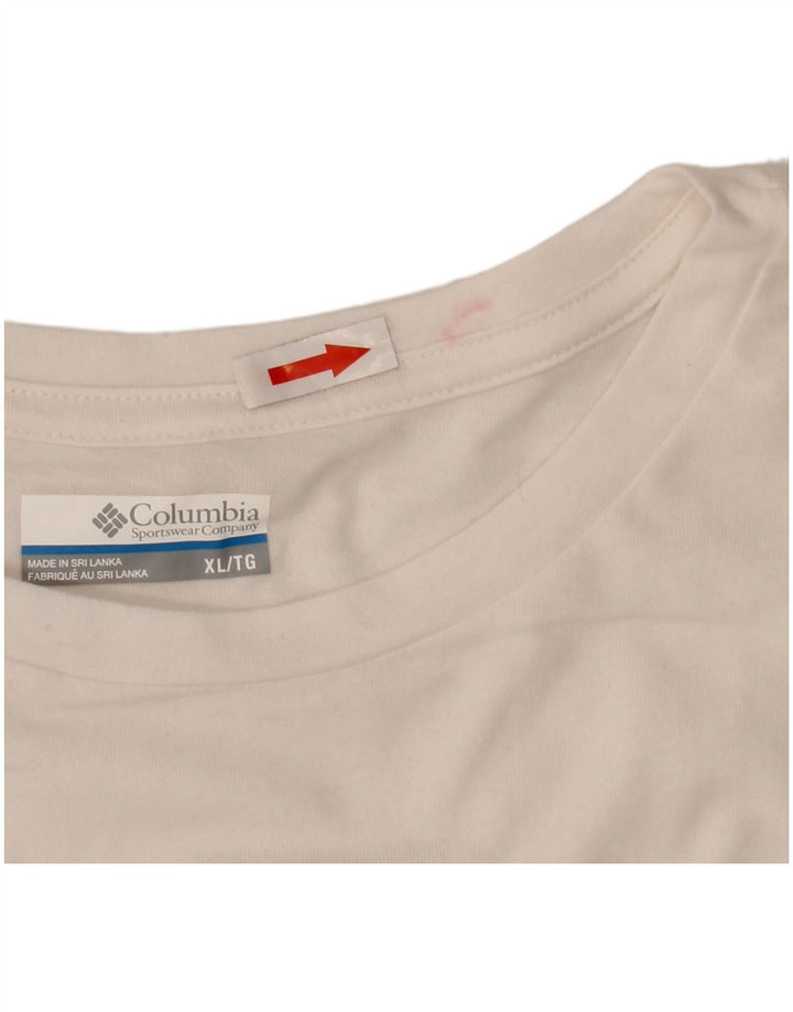 Columbia Herre Grafisk T-Shirt Top XL Hvid Bomuld