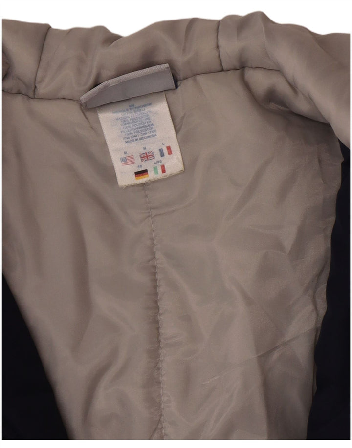 Reebok Herre Hooded Bomber Jacket UK 38 Medium Navy Blue Colourblock