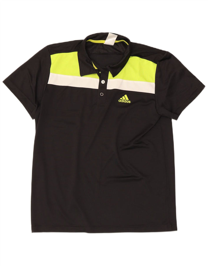 ADIDAS Mens Polo Shirt Medium Black Colourblock