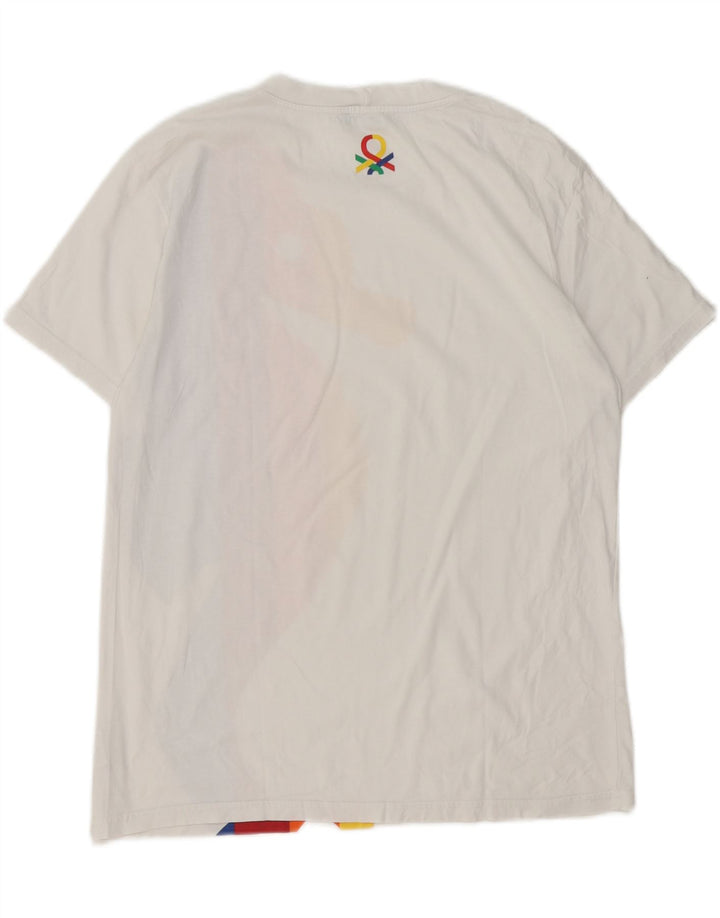 Benetton Boys Grafisk T-Shirt Top 15-16 år Medium Hvid Bomuld