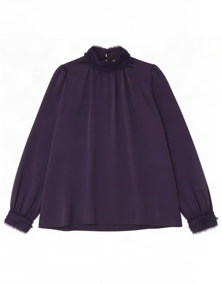 Zara Dame Oversized Bluse Top UK 6 XS Navy Blue Polyester
