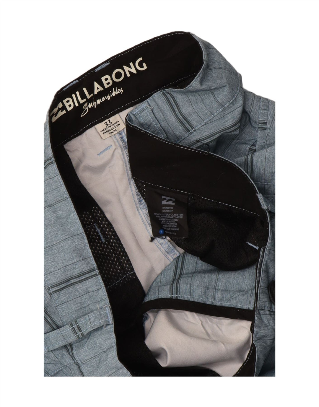 Billabong Herre Chino Shorts W33 Mellemblå stribet polyester