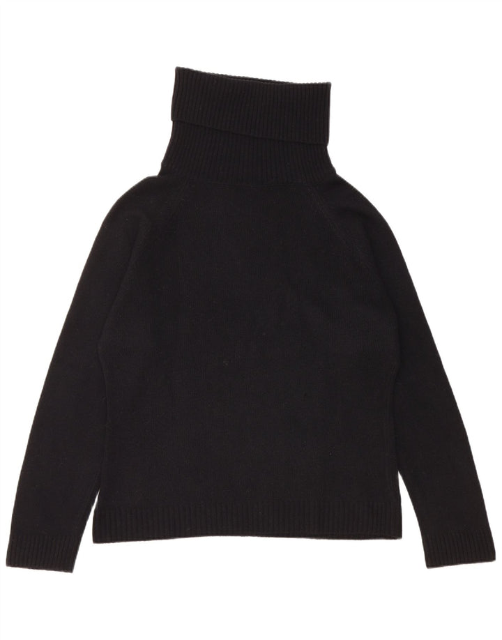 Benetton Dame Roll Neck Jumper Sweater UK 16 Large Black Virgin Wool