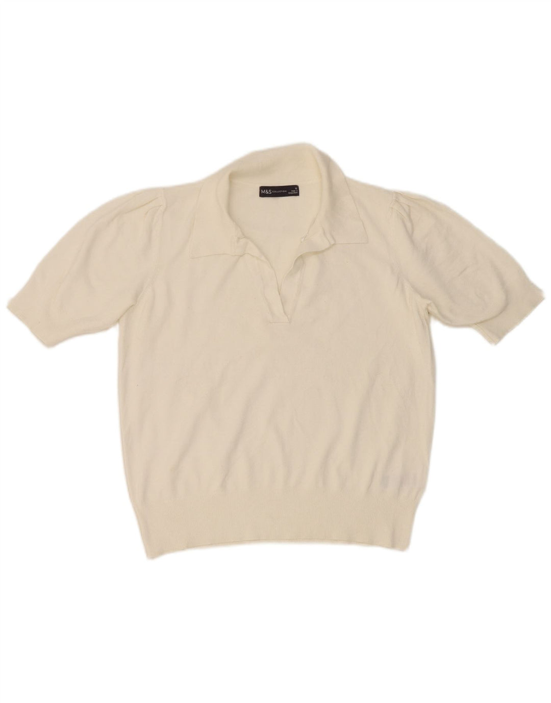 Marks & Spencer Dame Polo Shirt UK 12 Medium White Viscose