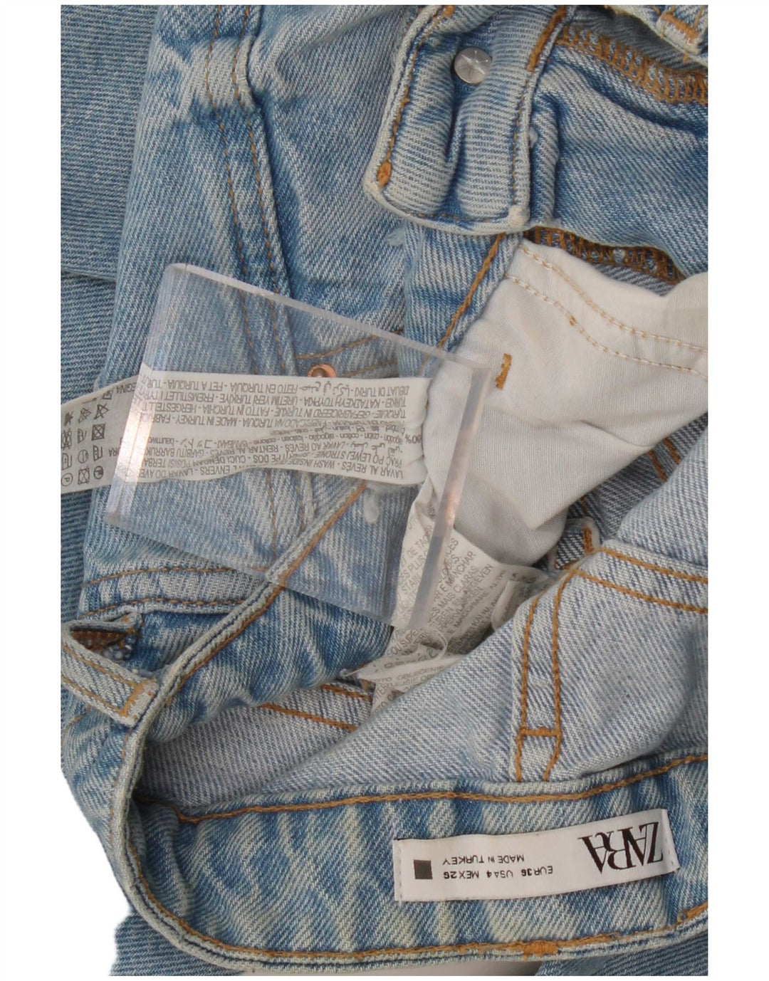 ZARA Dame nødlidende højtaljede koniske jeans EU 36 XS W26 L27 Blå