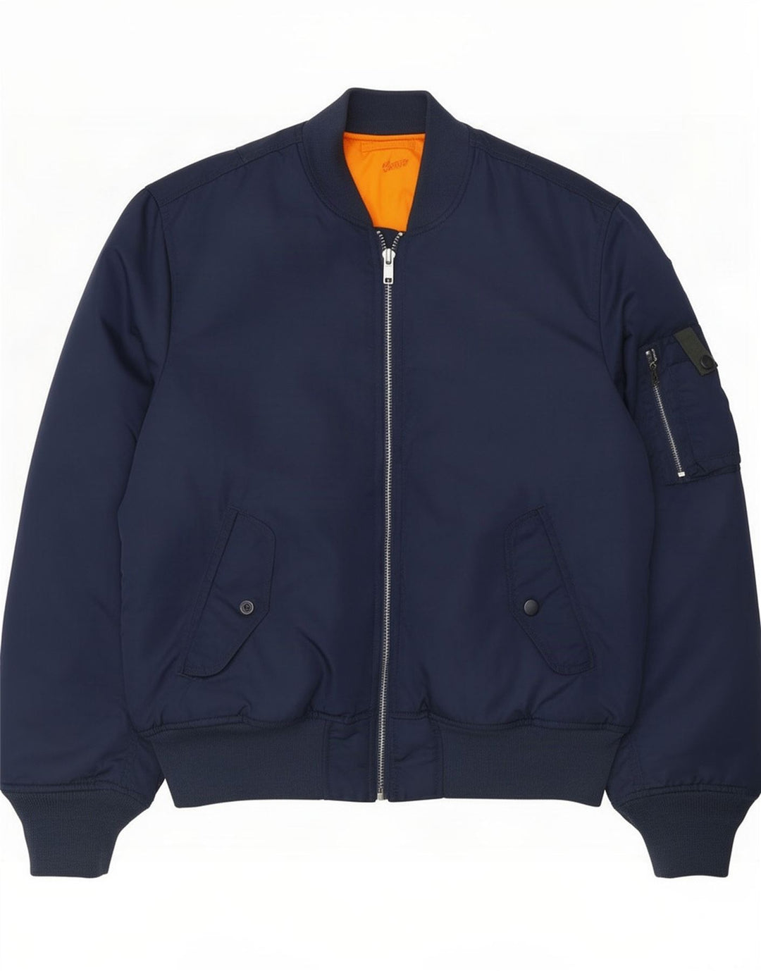 Pull & Bear Herre Bomber Jacket UK 38 Medium Navy Blue Colourblock