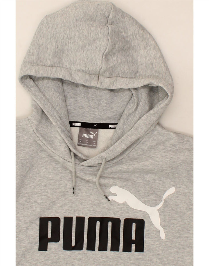PUMA Womens Graphic Hoodie Jumper UK 14 Medium Grey Cotton Vintage Puma and Second-Hand Puma from Messina Hembry 
