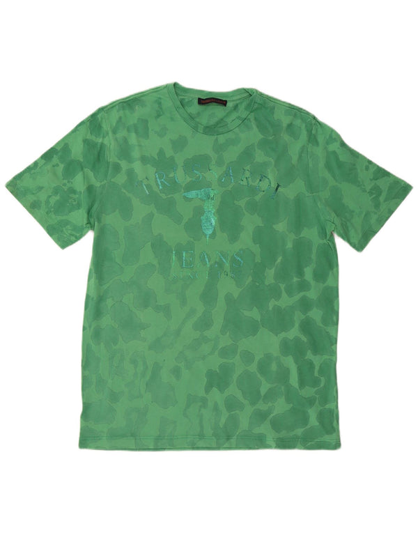 TRUSSARDI JEANS Grafisk T-shirt top til kvinder DK 16 Stor grøn Camouflage