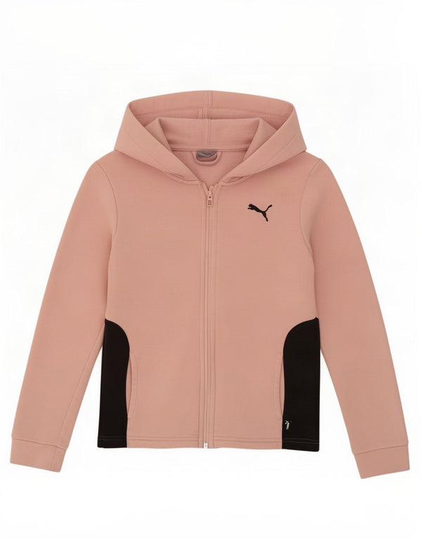 Puma hættetrøje med lynlås til piger 11-12 år Pink Colourblock Cotton Sports