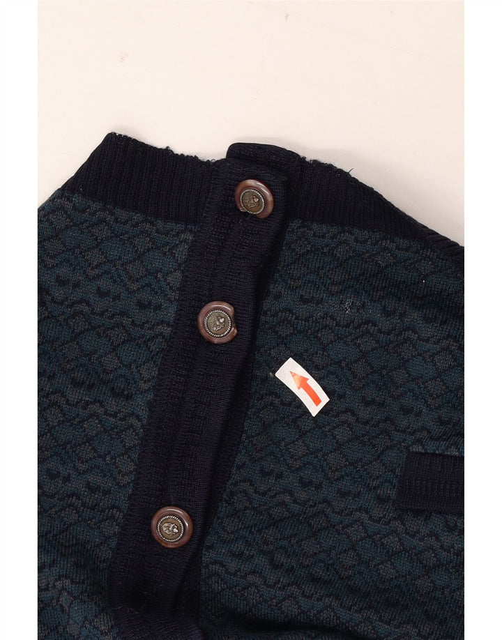 Bernardini Herre Ærmeløs Cardigan Sweater IT 52 Stor Marineblå Geometrisk