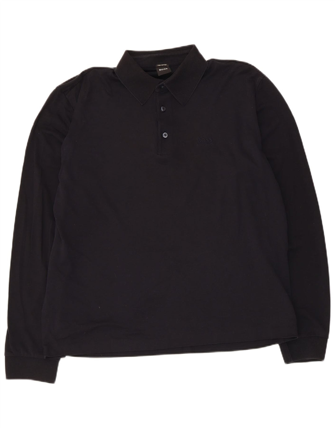 Hugo Boss Langærmet herre poloshirt Medium Sort bomuld