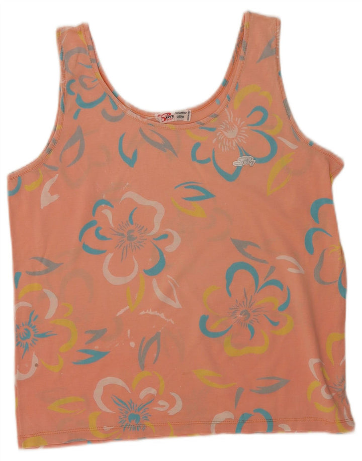 Silvy Damevest Top IT 44 Medium Pink Blomsterbomuld