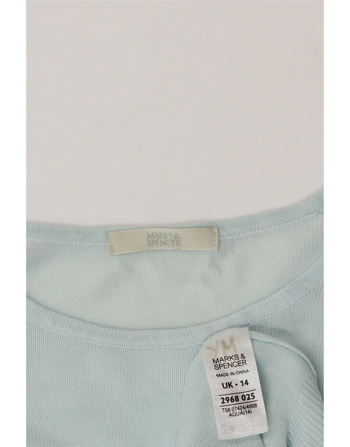 Marks & Spencer Dame Boat Neck Jumper Sweater UK 14 Medium Blue