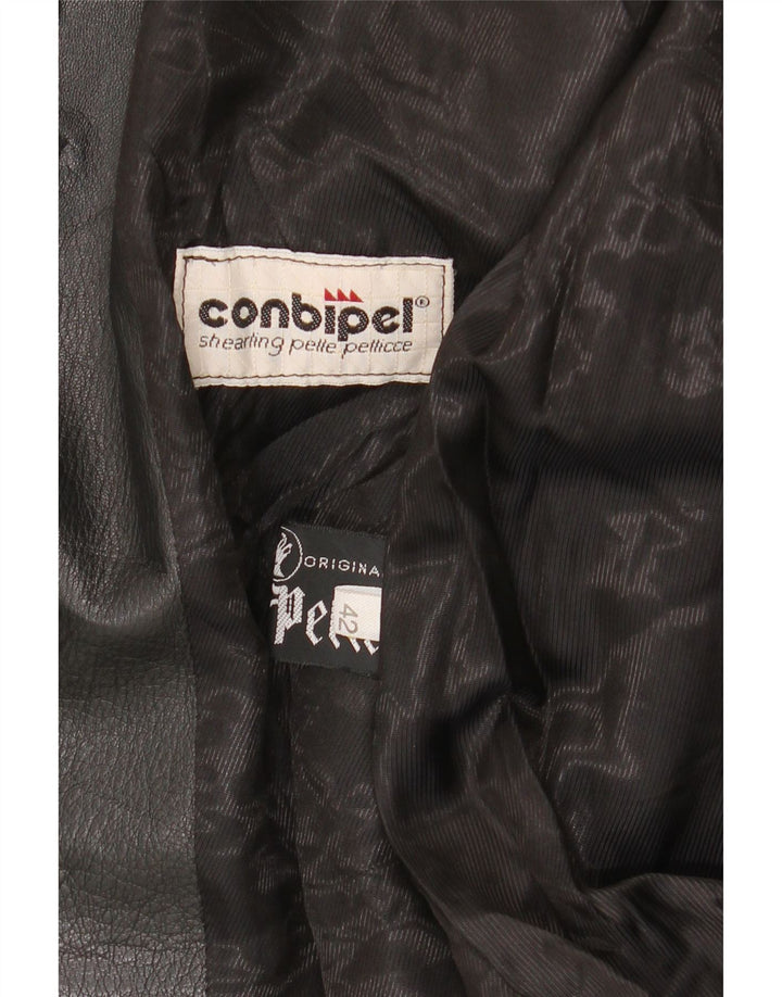 Conbipel Dame Oversized Læderfrakke IT 42 Medium Sort Læder