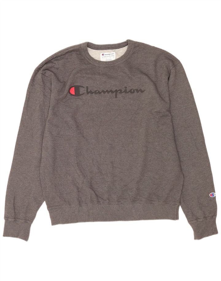 Champion Herre Grafisk Sweatshirt Jumper Stor Grå Bomuld