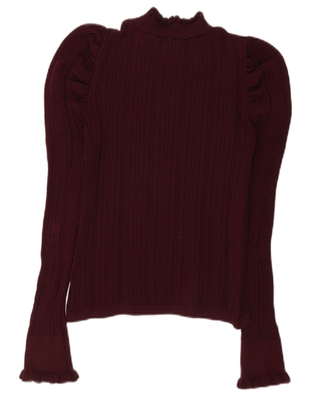 Zara Dame Langærmet Bluse Top UK 12 Medium Burgundy