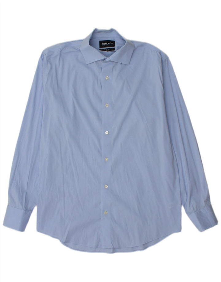 BONOBOS Herre Skræddersyet Fit Pullover Shirt Størrelse 16 Large Blue Cotton