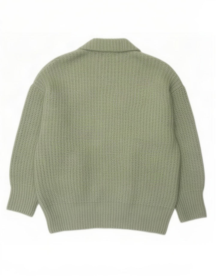Zara oversized cardigantrøje til kvinder UK 10 Lille grøn polyester
