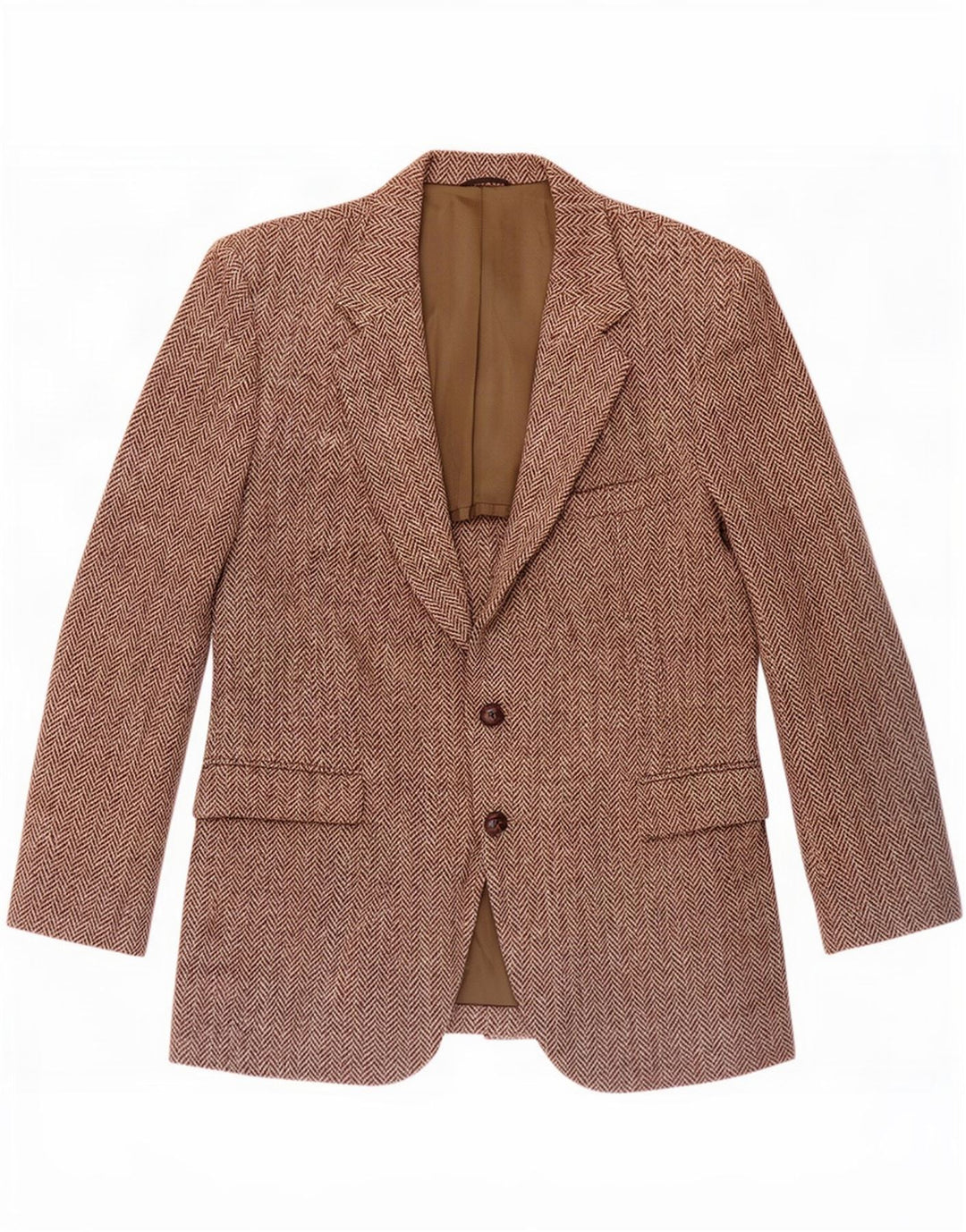 Harris Tweed Herre 2-knaps blazerjakke UK 44 Stor brun sildebensuld