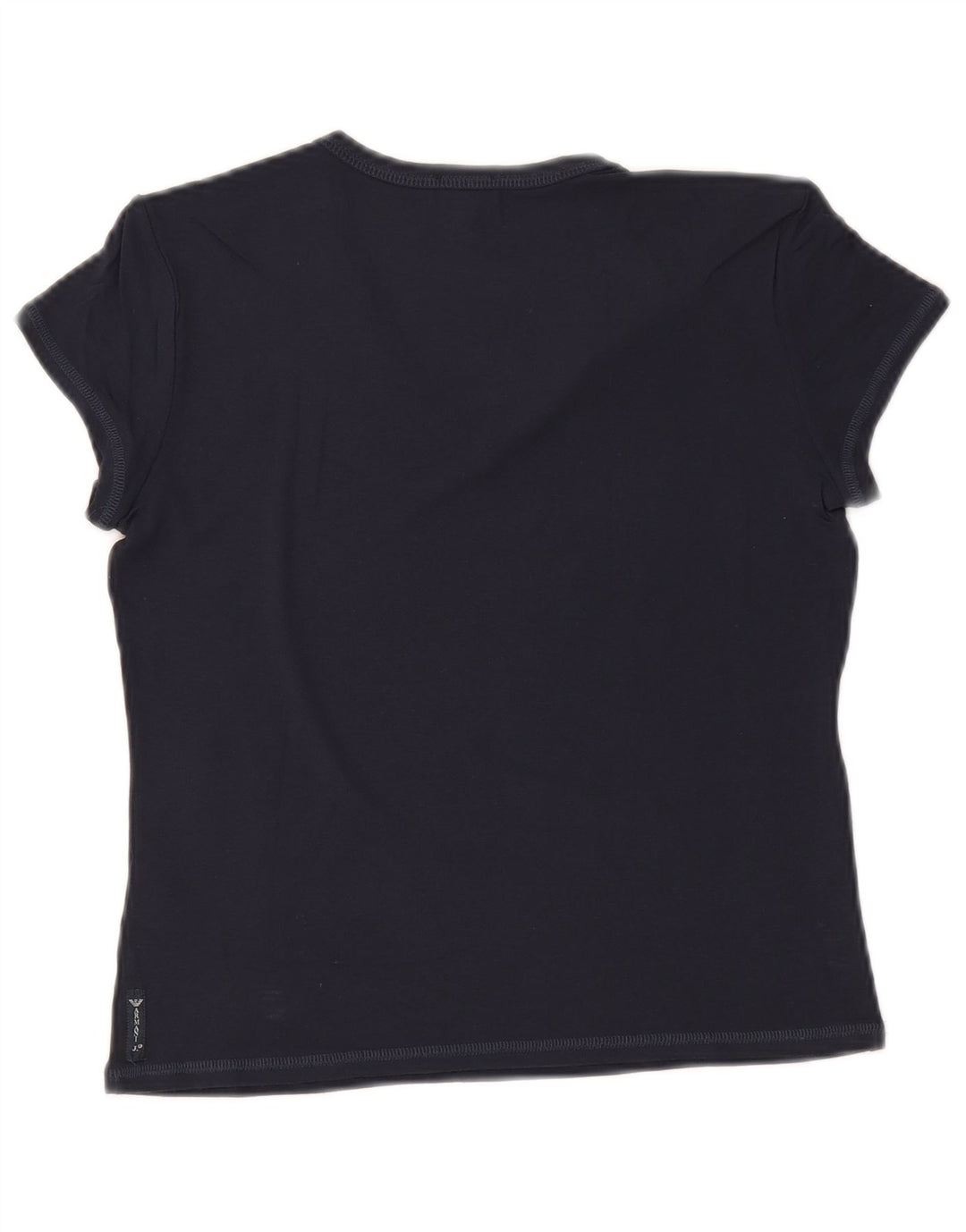 ARMANI JEANS Dame Crop T-Shirt Top IT 44 Medium Navy Blue Viscose