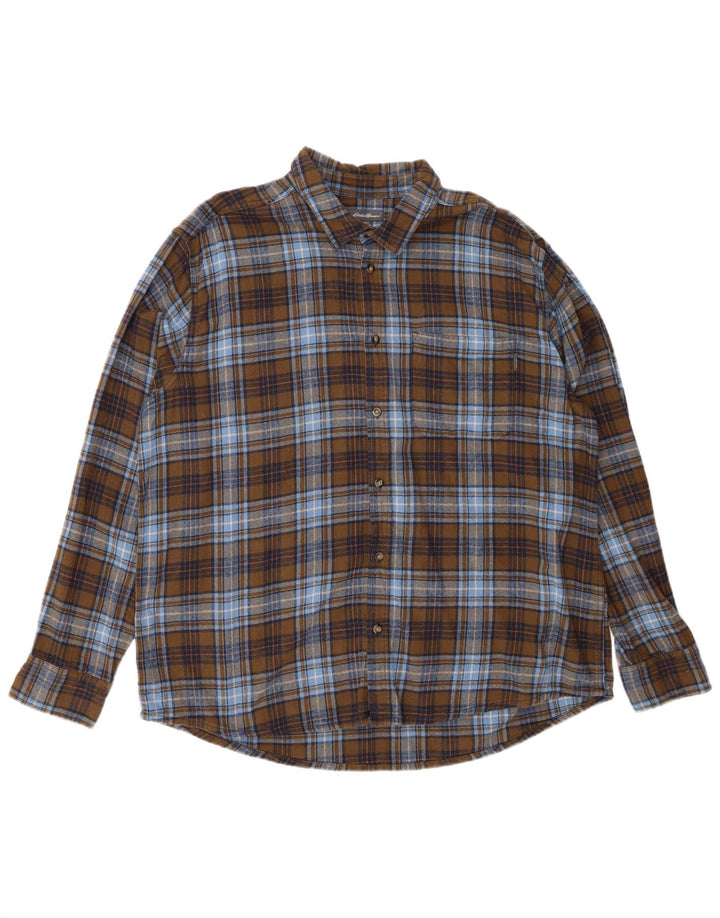 EDDIE BAUER Flanellskjorte til mænd 2XL Khaki Plaid Bomuld
