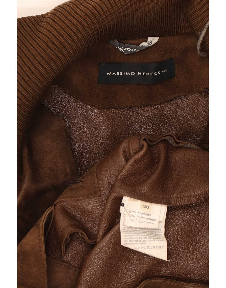 Massimo Rebecchi Herre Ruskind Bomber Jacket IT 50 Stor Brun Læder