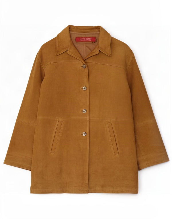 Vintage Womens Suede Overcoat UK 16 Large Beige