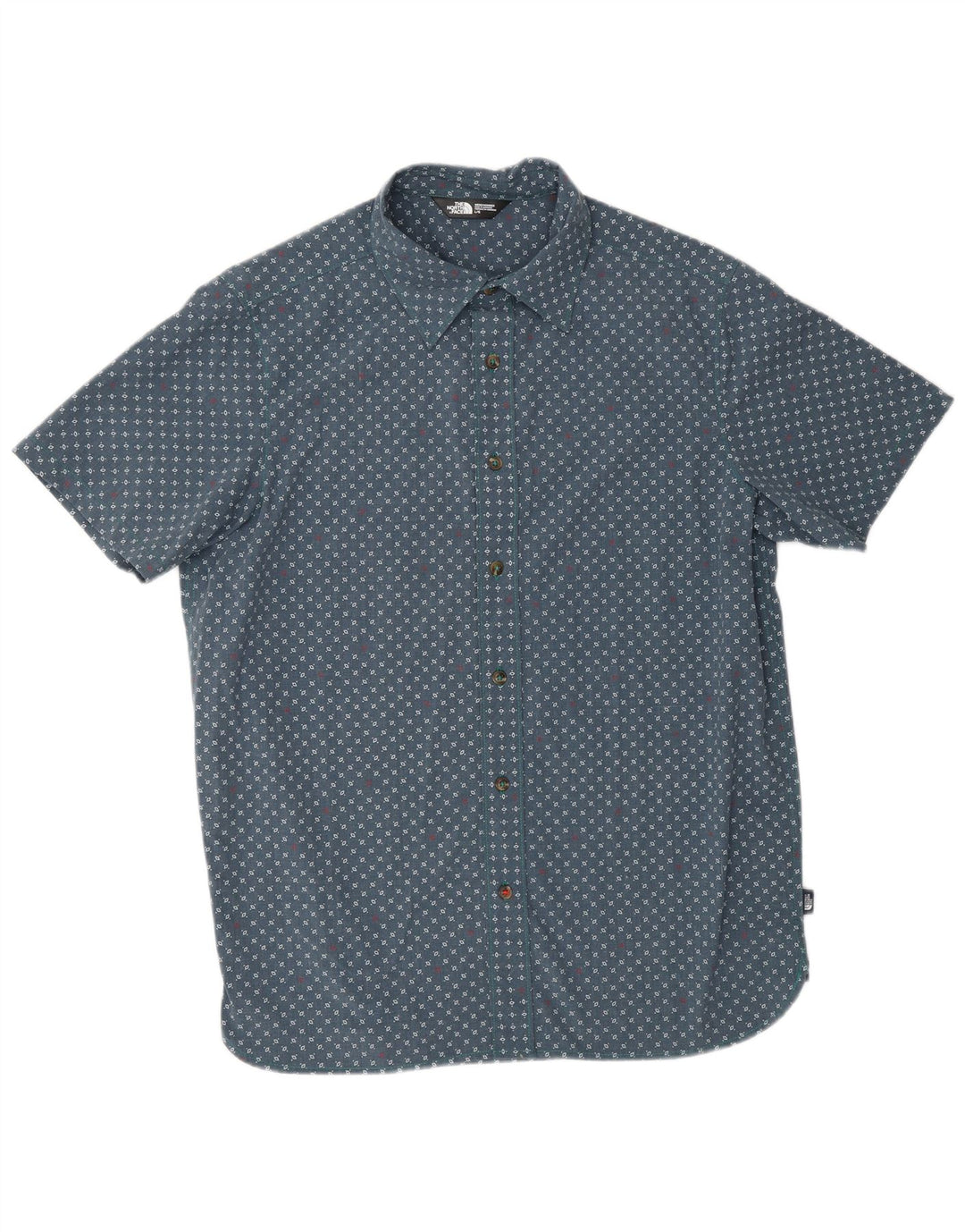 THE NORTH FACE Kortærmet herreskjorte Stor blå geometrisk polyester