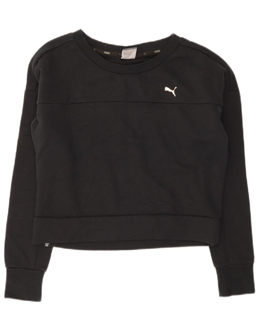 Puma Womens Crop Sweatshirt Jumper UK 12 Medium Sort Bomuld